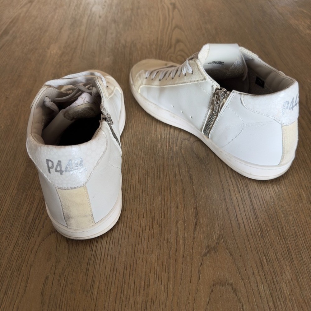 P448 White Leather John Italian Designer High Top Casual Sneakers-Size US‎ 8.5 - Picture 5 of 12